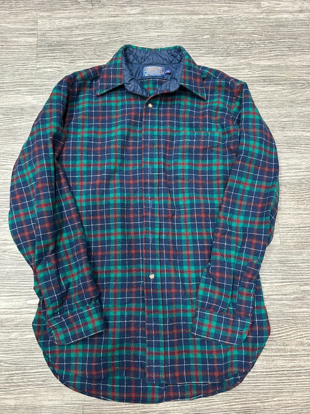 Vintage Pendleton Shirt Mens Medium Long MacHardy Tartan Plaid Flannel USA